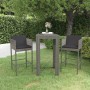 Set muebles bar jardín 3 piezas y cojines ratán sintético gris en Conjuntos de jardín | Comprar online en Foru.es