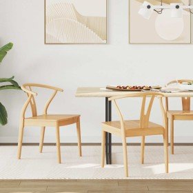 Silla de comedor 2 pcs Natural Madera de Caucho Sólido en Sillas de comedor | Comprar online en Foru.es