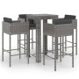 Set muebles bar jardín 5 piezas y cojines ratán sintético gris en Conjuntos de jardín | Comprar online en Foru.es