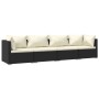 Set de muebles de jardín 4 pzas y cojines ratán sintético negro de vidaXL, Conjuntos de jardín - Ref: Foro24-3101423, Precio:...