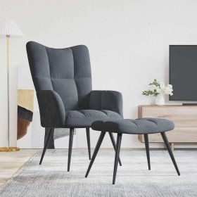 Sillón relajante con Puff 2 pcs Gris oscuro Terciopelo en Sillones | Comprar online en Foru.es