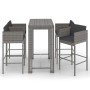 Set muebles bar jardín 5 piezas y cojines ratán sintético gris en Conjuntos de jardín | Comprar online en Foru.es