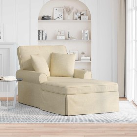 Chaise Lounge con Falda con cojín Crema 91 x 157 x 91 cm tela en Divanes | Comprar online en Foru.es