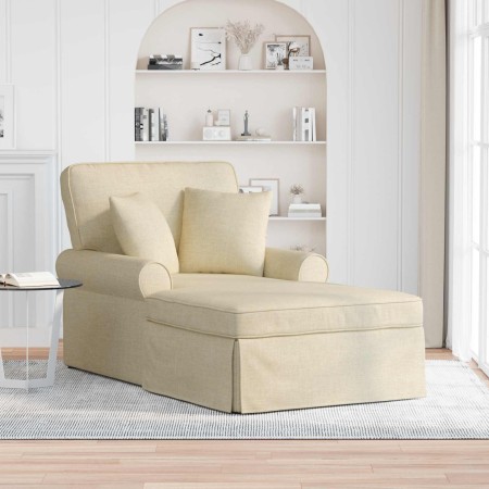 Chaise Lounge con Falda con cojín Crema 91 x 157 x 91 cm tela en Divanes | Comprar online en Foru.es