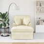 Chaise Lounge con Falda Crema 91 x 157 x 91 cm Tela Estriada en Divanes | Comprar online en Foru.es
