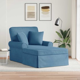 Chaise Lounge con Falda Azul 91 x 157 x 91 cm Tela Estriada en Divanes | Comprar online en Foru.es