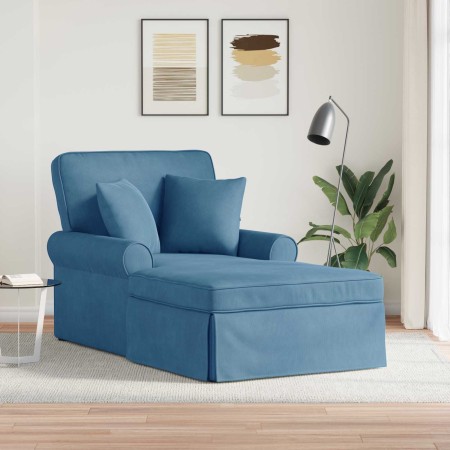 Chaise Lounge con Falda Azul 91 x 157 x 91 cm Tela Estriada en Divanes | Comprar online en Foru.es