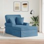 Chaise Lounge con Falda Azul 91 x 157 x 91 cm Tela Estriada en Divanes | Comprar online en Foru.es