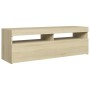 Mueble de TV con luces LED roble Sonoma 120x35x40 cm de vidaXL, Muebles TV - Ref: Foro24-804376, Precio: 80,60 €, Descuento: %