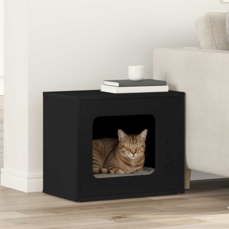 Casa para Gatos Negro 51 x 30 x 42 cm Madera de ingeniería en Mobiliario para gatos | Comprar online en Foru.es