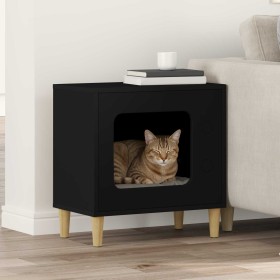 Casa para Gatos Negro 51 x 30 x 52 cm Madera de ingeniería en Mobiliario para gatos | Comprar online en Foru.es