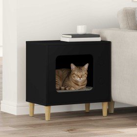 Casa para Gatos Negro 51 x 30 x 52 cm Madera de ingeniería en Mobiliario para gatos | Comprar online en Foru.es