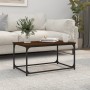 Mesa de centro madera y hierro roble marrón 80x50x40 cm de vidaXL, Mesas de centro - Ref: Foro24-823296, Precio: 42,27 €, Des...