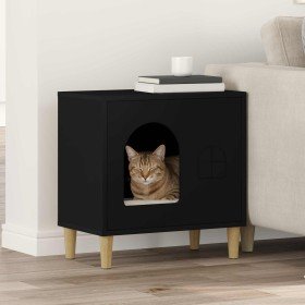 Casa para Gatos Negro 51 x 30 x 52 cm Madera de ingeniería en Mobiliario para gatos | Comprar online en Foru.es