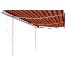 Toldo retráctil automático con postes naranja y marrón 6x3,5 m de vidaXL, Toldos - Ref: Foro24-3070090, Precio: 909,70 €, Des...