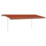 Toldo retráctil automático con postes naranja y marrón 6x3,5 m de vidaXL, Toldos - Ref: Foro24-3070090, Precio: 889,62 €, Des...