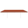 Toldo retráctil automático con postes naranja y marrón 6x3,5 m de vidaXL, Toldos - Ref: Foro24-3070090, Precio: 889,62 €, Des...