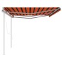 Toldo retráctil automático con postes naranja y marrón 6x3,5 m de vidaXL, Toldos - Ref: Foro24-3070090, Precio: 889,62 €, Des...