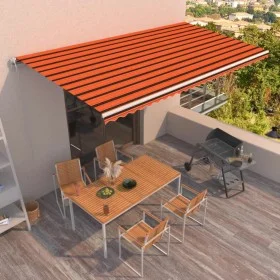 Toldo automático retráctil naranja y marrón 600x350 cm de vidaXL, Toldos - Ref: Foro24-3069050, Precio: 839,29 €, Descuento: %