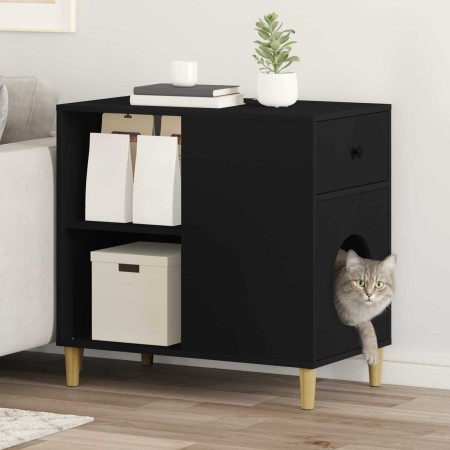 Casa para Gatos Negro 72 x 42.5 x 70 cm Madera de ingeniería en Mobiliario para gatos | Comprar online en Foru.es