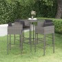 Set muebles de bar jardín 5 pzas y cojines ratán sintético gris en Conjuntos de jardín | Comprar online en Foru.es