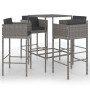 Set muebles de bar jardín 5 pzas y cojines ratán sintético gris en Conjuntos de jardín | Comprar online en Foru.es