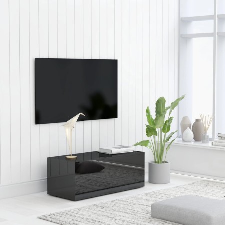 Mueble TV madera contrachapada negro brillante 80x34x30 cm en Muebles TV | Comprar online en Foru.es
