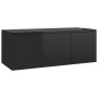 Mueble TV madera contrachapada negro brillante 80x34x30 cm en Muebles TV | Comprar online en Foru.es
