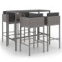 Set muebles de bar jardín 5 pzas y cojines ratán sintético gris en Conjuntos de jardín | Comprar online en Foru.es