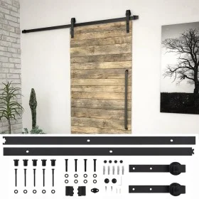 Kit de herrajes para puertas correderas SKIEN acero negro 200cm de vidaXL, Marcos de puertas - Ref: Foro24-145265, Precio: 48...