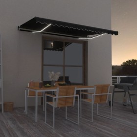 Toldo manual retráctil con LED gris antracita 400x350 cm en Toldos | Comprar online en Foru.es