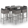 Set muebles de bar jardín 7 pzas y cojines ratán sintético gris en Conjuntos de jardín | Comprar online en Foru.es