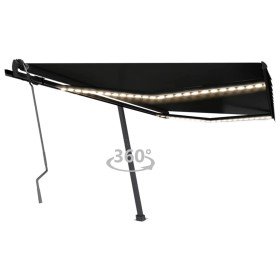 Toldo manual retráctil con LED gris antracita 400x350 cm en Toldos | Comprar online en Foru.es