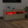 Mueble de TV con luces LED roble Sonoma 90x35x40 cm de vidaXL, Muebles TV - Ref: Foro24-804385, Precio: 62,04 €, Descuento: %