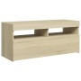 Mueble de TV con luces LED roble Sonoma 90x35x40 cm de vidaXL, Muebles TV - Ref: Foro24-804385, Precio: 62,04 €, Descuento: %