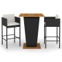 Set muebles bar jardín 3 piezas y cojines ratán sintético negro en Conjuntos de jardín | Comprar online en Foru.es