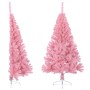 Medio árbol de Navidad artificial con soporte PVC rosa 120 cm en Decoración Festiva y Estacional | Comprar online en Foru.es