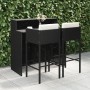 Set muebles bar jardín 3 piezas y cojines ratán sintético negro en Conjuntos de jardín | Comprar online en Foru.es