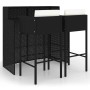 Set muebles bar jardín 3 piezas y cojines ratán sintético negro en Conjuntos de jardín | Comprar online en Foru.es