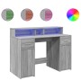 Escritorio con LED madera ingeniería gris sonoma 120x55x91 cm en Oficina | Comprar online en Foru.es