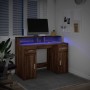 Escritorio con LED madera ingeniería marrón roble 120x55x91 cm en Oficina | Comprar online en Foru.es