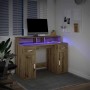 Escritorio con LED madera ingeniería roble artisian 120x55x91cm en Oficina | Comprar online en Foru.es