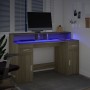 Escritorio con LED madera ingeniería roble Sonoma 140x55x91 cm en Oficina | Comprar online en Foru.es