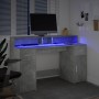 Escritorio con LED madera ingeniería gris hormigón 140x55x91 cm en Oficina | Comprar online en Foru.es
