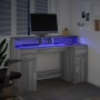 Escritorio con LED madera ingeniería gris sonoma 140x55x91 cm en Oficina | Comprar online en Foru.es