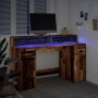 Escritorio con LED madera ingeniería envejecida 140x55x91 cm en Oficina | Comprar online en Foru.es