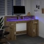 Escritorio con LED madera ingeniería roble artisian 140x55x91cm en Oficina | Comprar online en Foru.es