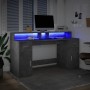 Escritorio con LED madera ingeniería gris hormigón 160x55x91 cm en Oficina | Comprar online en Foru.es