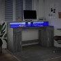 Escritorio con LED madera ingeniería gris sonoma 160x55x91 cm en Oficina | Comprar online en Foru.es
