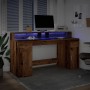 Escritorio con LED madera ingeniería envejecida 160x55x91 cm en Oficina | Comprar online en Foru.es